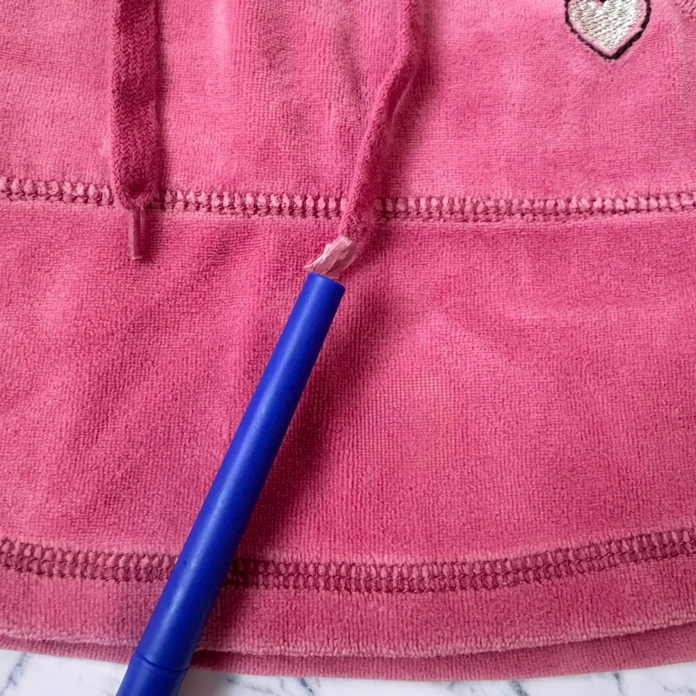GAP Skirt Girls 6 / 7 Pink Velour Y2K w/ Drawstring Embroidered Heart, Pocket